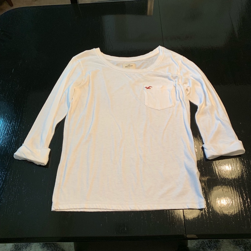 Hollister White 3/4 Sleeved T-Shirt